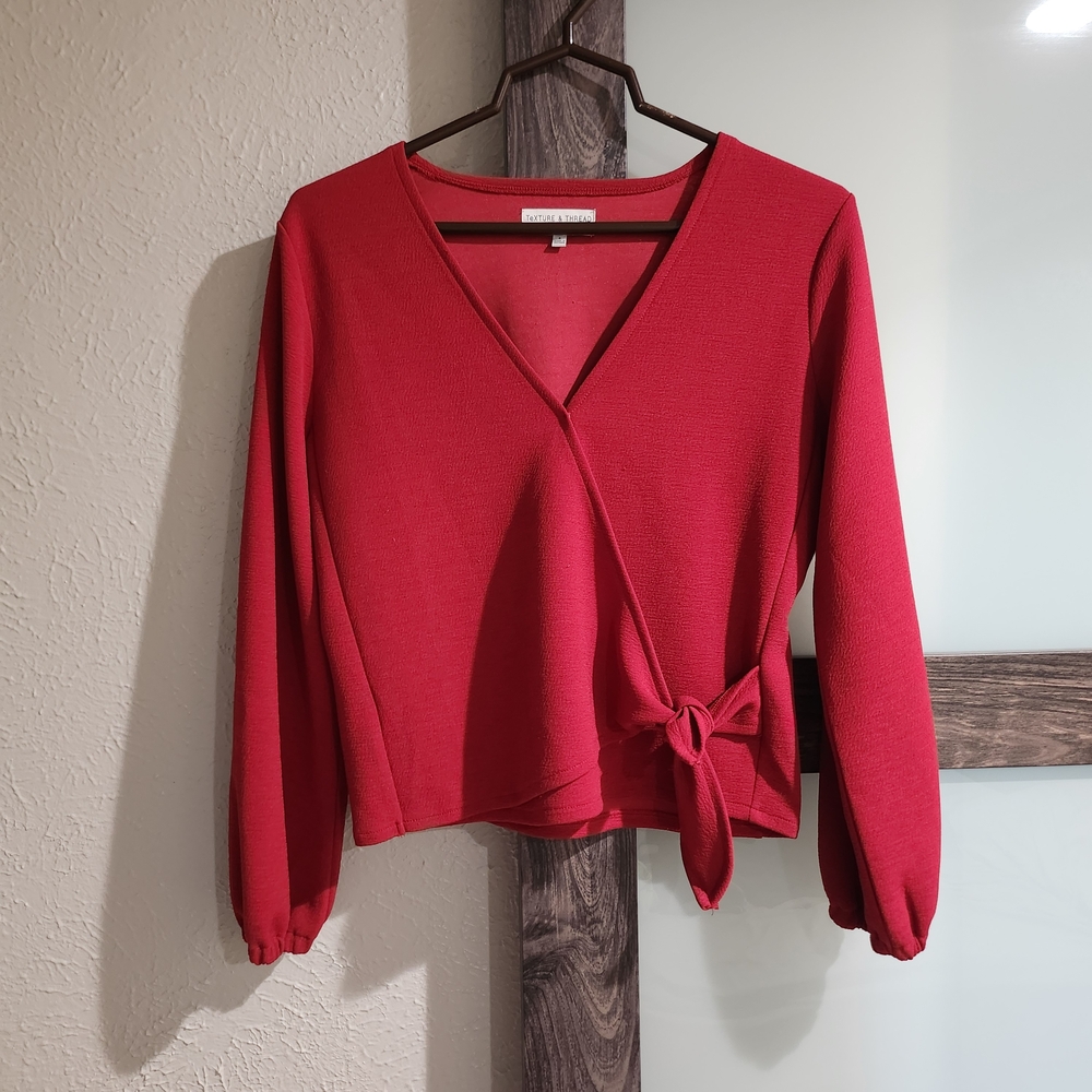 3/$15 Madewell Red V-Neck Tie Blouse